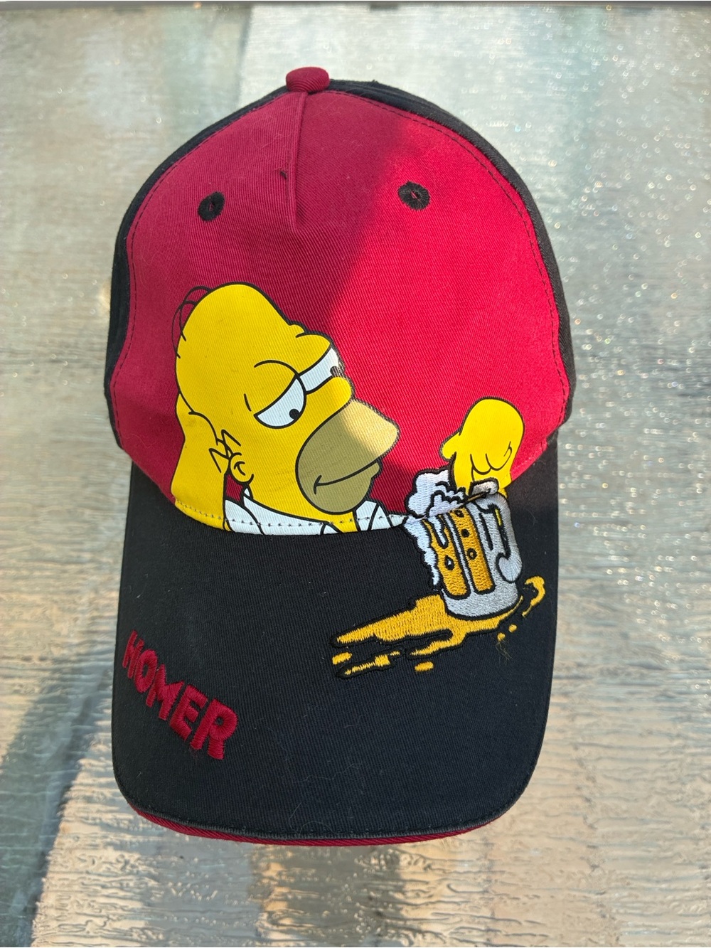 The Simpsons Hat Black/Red Homer Simpson Beer Embroidered Baseball Cap Unisex